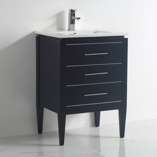 Grace 24" Single Bathroom Vanity Set, Black With Chrome Trim