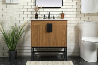 Home Living 19" Modern Walnut Brown-Light Bathroom Vanity