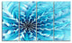 Light Blue Fractal Flower Pattern, Abstract Wall Art Canvas, 48"x28", 4 Panels