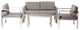 Benzara BM287850 Piece Outdoor Sofa, Chairs and Table Set, Sleek Silver Aluminum