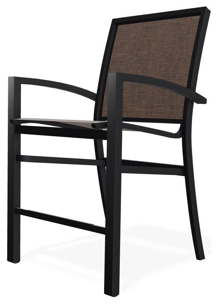 Kendall Sling Balcony Height Stackable Outdoor Stool, Mocha/Black