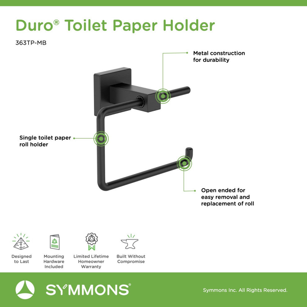 Duro Wall Mounted Toilet Paper Holder, Matte Black