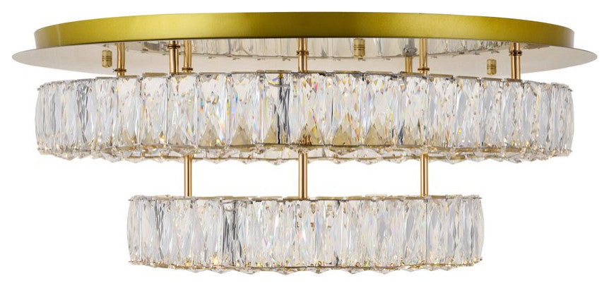 Mali LED Light Gold Flush Mount Clear Royal Cut Crystal
