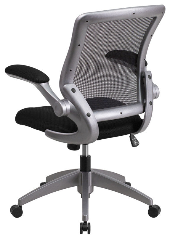 Mid-Back Black Mesh Swivel Task Chair With Gray Frame
