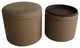 1" Tan Faux Leather Round Storage
