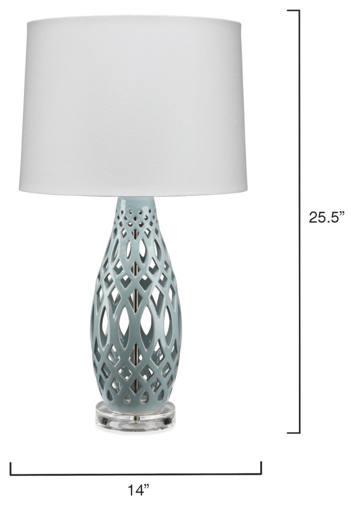 Filigree Ceramic Table Lamp, Navy Blue, Blue