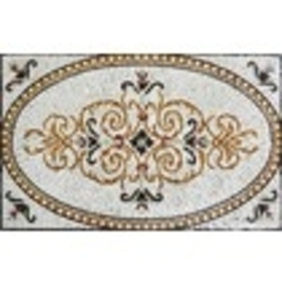 Arabesque Marble Rug Mosaic, Sand, 35"x24"