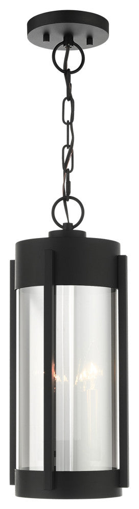 Sheridan 2 Light Black/Brushed Nickel Candles Medium Outdoor Pendant Lantern