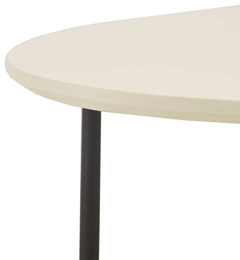 Madison Park Beaumont White Oval Coffee Table With Wood Base Shelf, Coffee Table