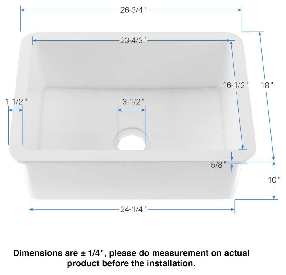 White Fireclay Farmhouse Undermount Kitchen Sink, Bottom Grid and Strain, 27"