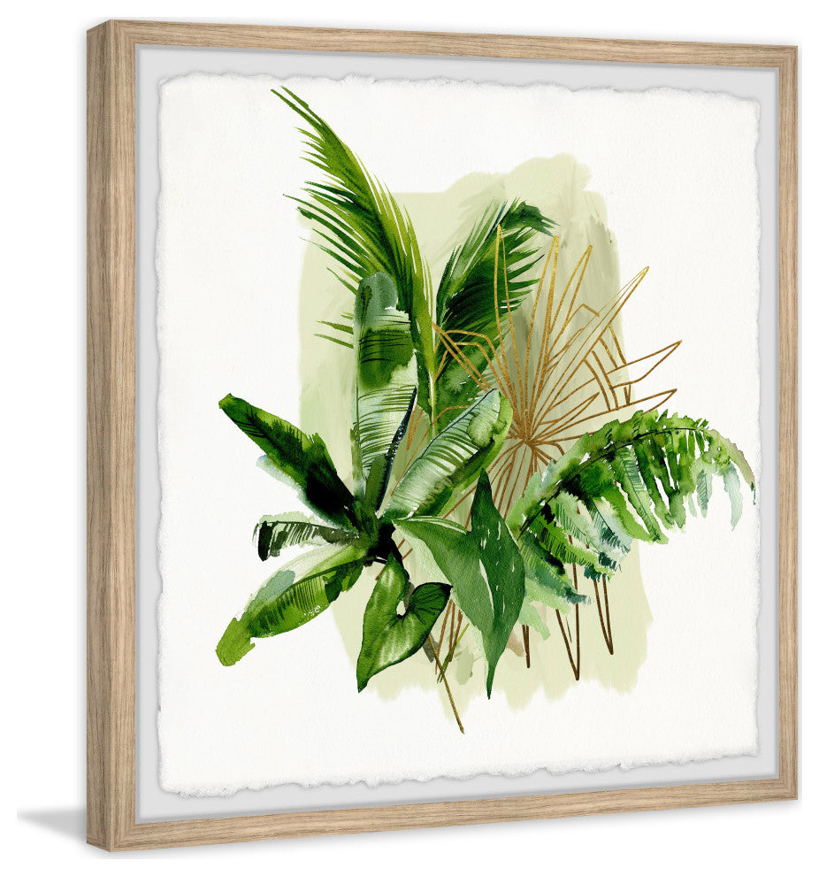 "Flawless Tropical Leaves" Framed Painting Print, 32x32