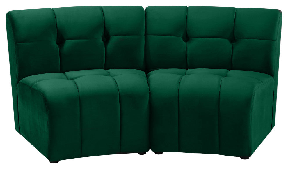 Limitless Velvet Upholstered 2-Piece Modular Sectional, Green