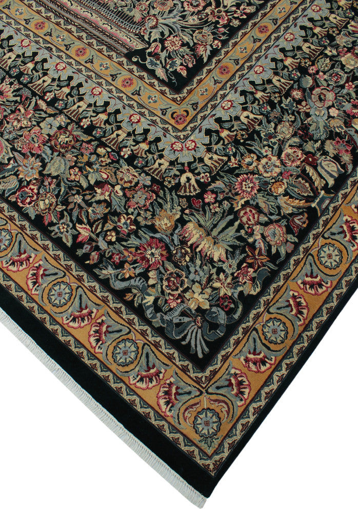 Pak-Persian Zarqa Black Rug, 8''11x12''10