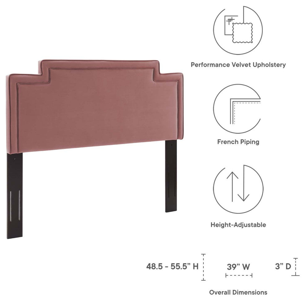 Headboard, Twin Size, Pink, Velvet, French, Mid Century Bedroom Guest Suite