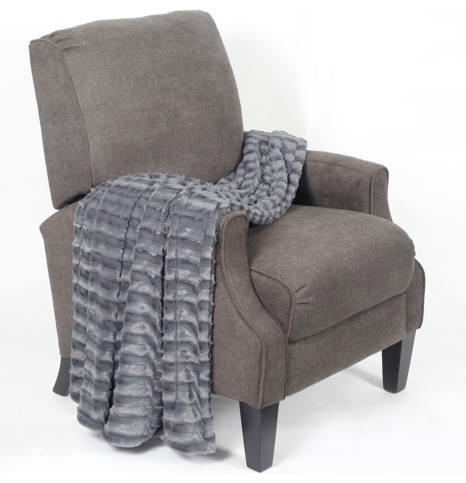 Saga Double Sided Faux Fur Throw, Pewter