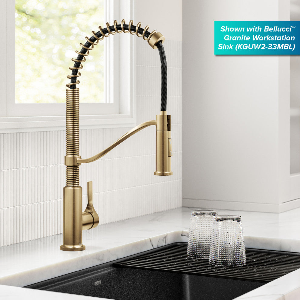 KRAUS Torak Commercial Style 2-Function 1-Handle Pull Down Kitchen Faucet SFBB