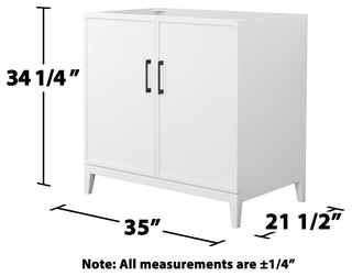 Elan 36" Single Vanity, White, No Top, No Sink, Black Trim