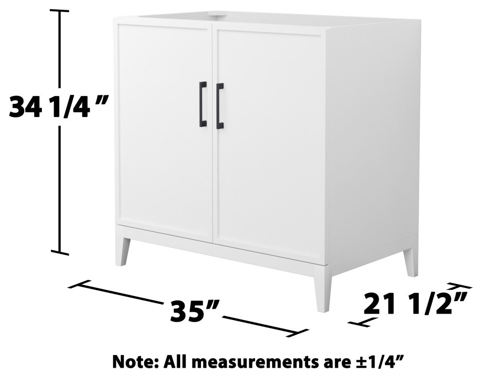Elan 36" Single Vanity, White, No Top, No Sink, Black Trim