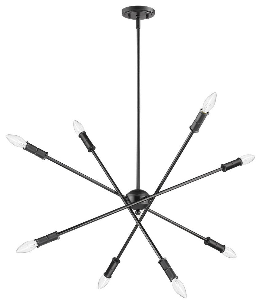 8 Light Sputnik Chandelier in Matte Black