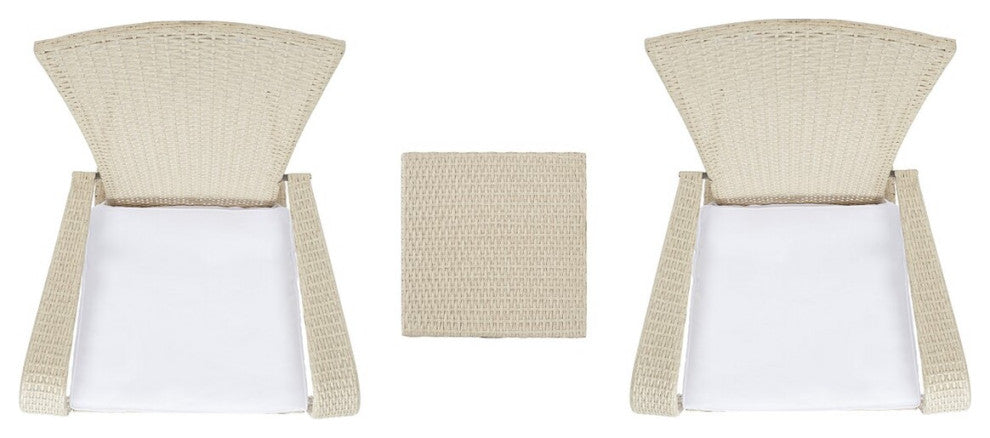 Safavieh Outdoor Edna 3 Piece Lounge Set Beige/White Cushion