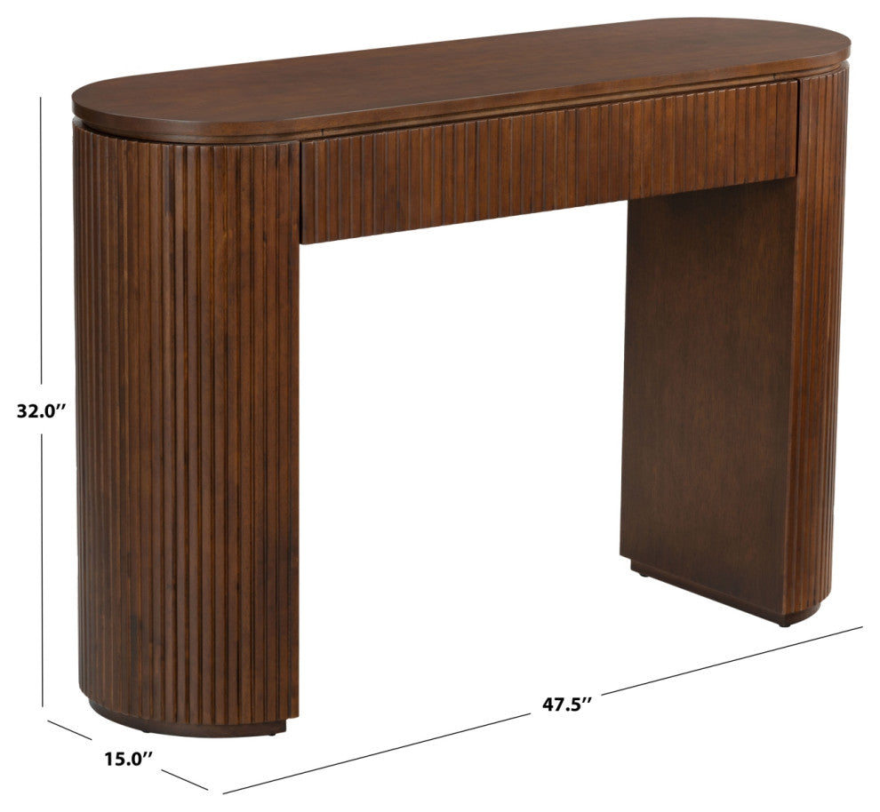 Safavieh Couture Rikki Fluted 1 Drawer Console, Walnut