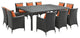Modway Sojourn 11 Piece Outdoor Patio Sunbrella Dining Set, Canvas Tuscan