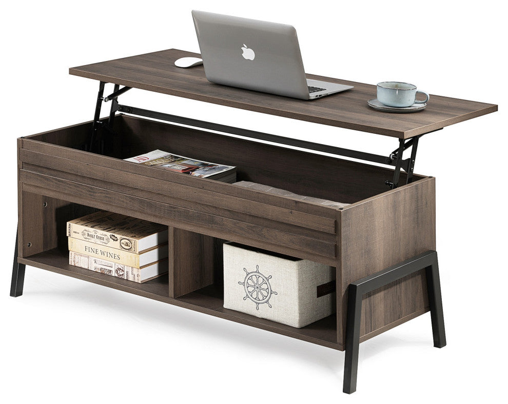 Brown Wooden Coffee Table With Lift Top