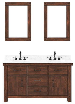 Aberdeen Carrara Marble Countertop Vanity with Mirrors & Hook Faucet