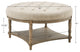 Martha Stewart Country Style Round Ottoman With Bottom Shelf, Cream