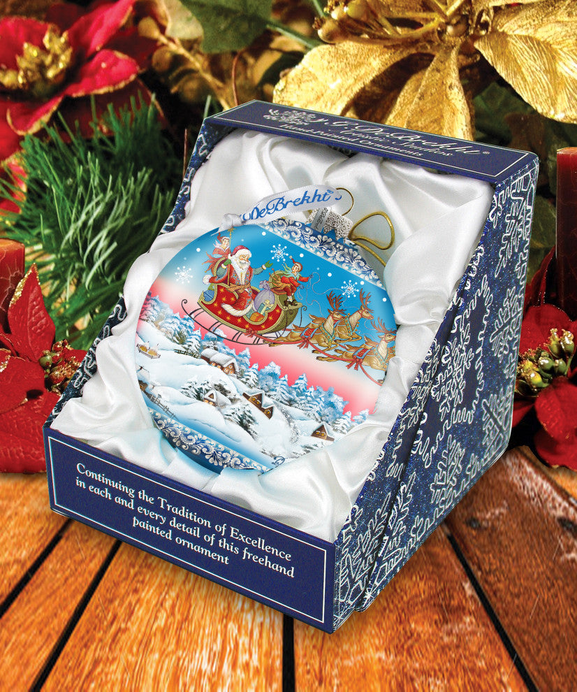 Hand Painted Scenic Glass Ornament Up Away Ball, Limited Edition