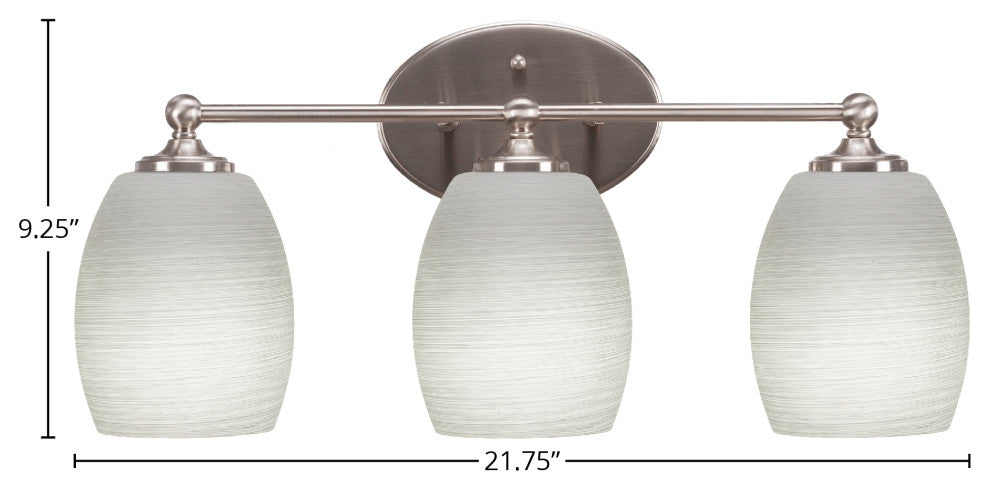 Capri 3-Light Bath Bar, Brushed Nickel/White Linen