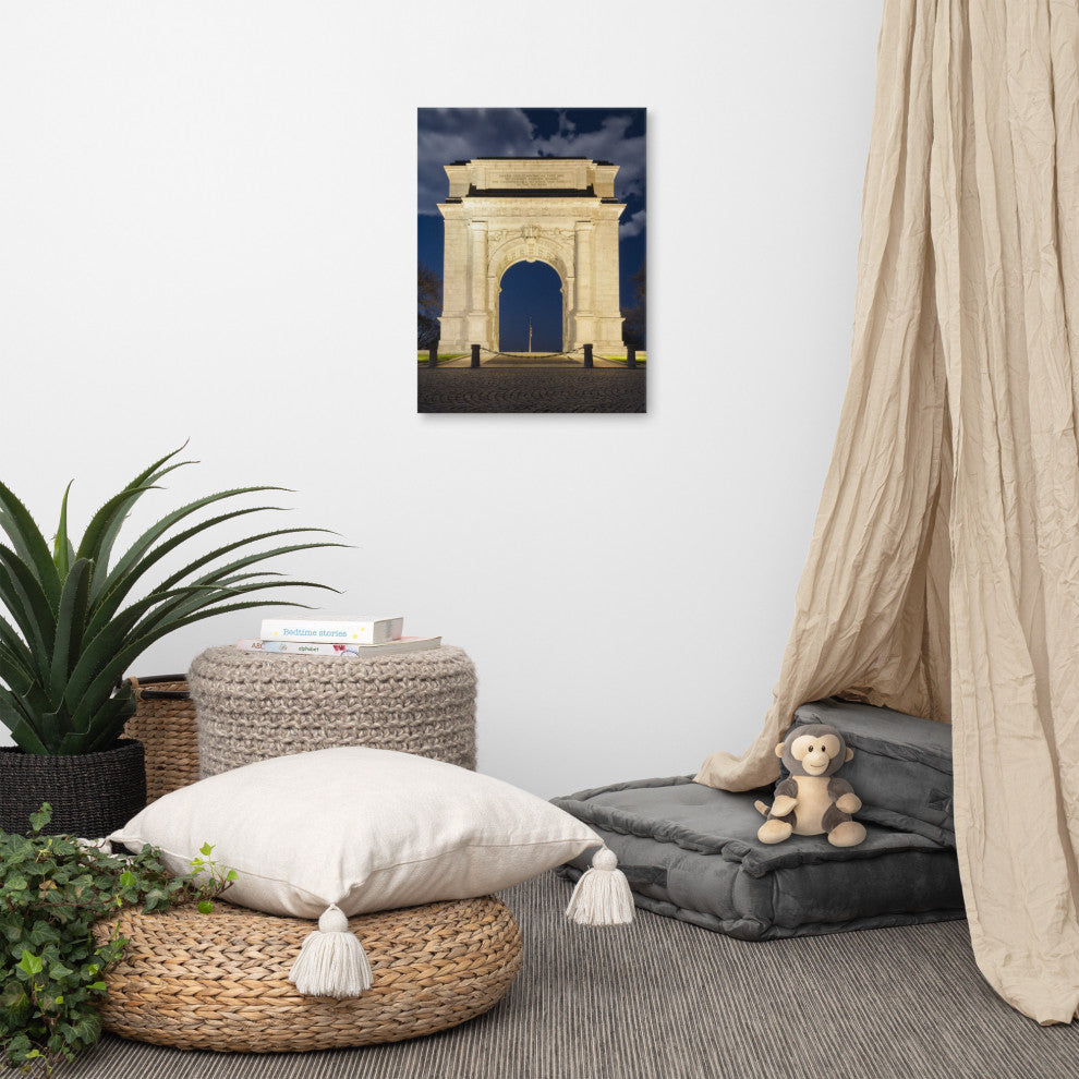Night Photo at Valley Forge Arch Night Photo Canvas Wall Art Print, 18" X 24"