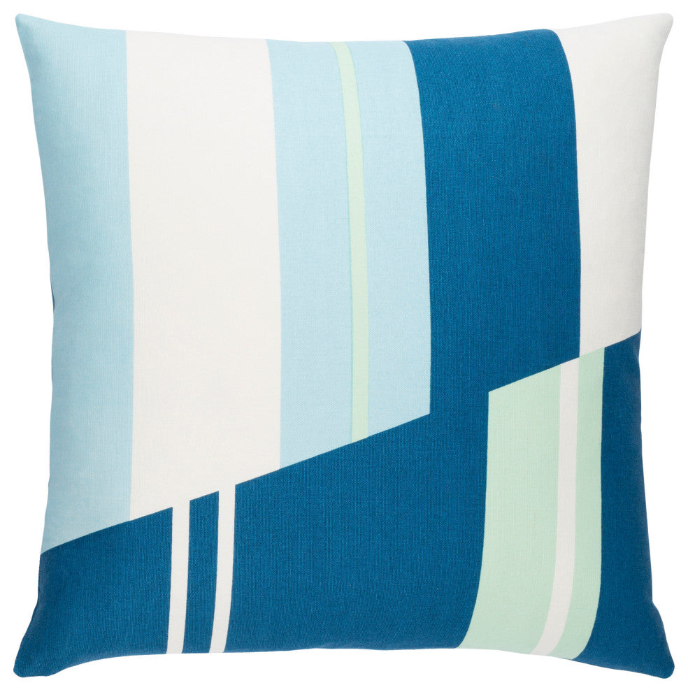 Surya Lina INA-009 18"x18" Pillow Kit, Mint/Blue/Cream/Sky Blue