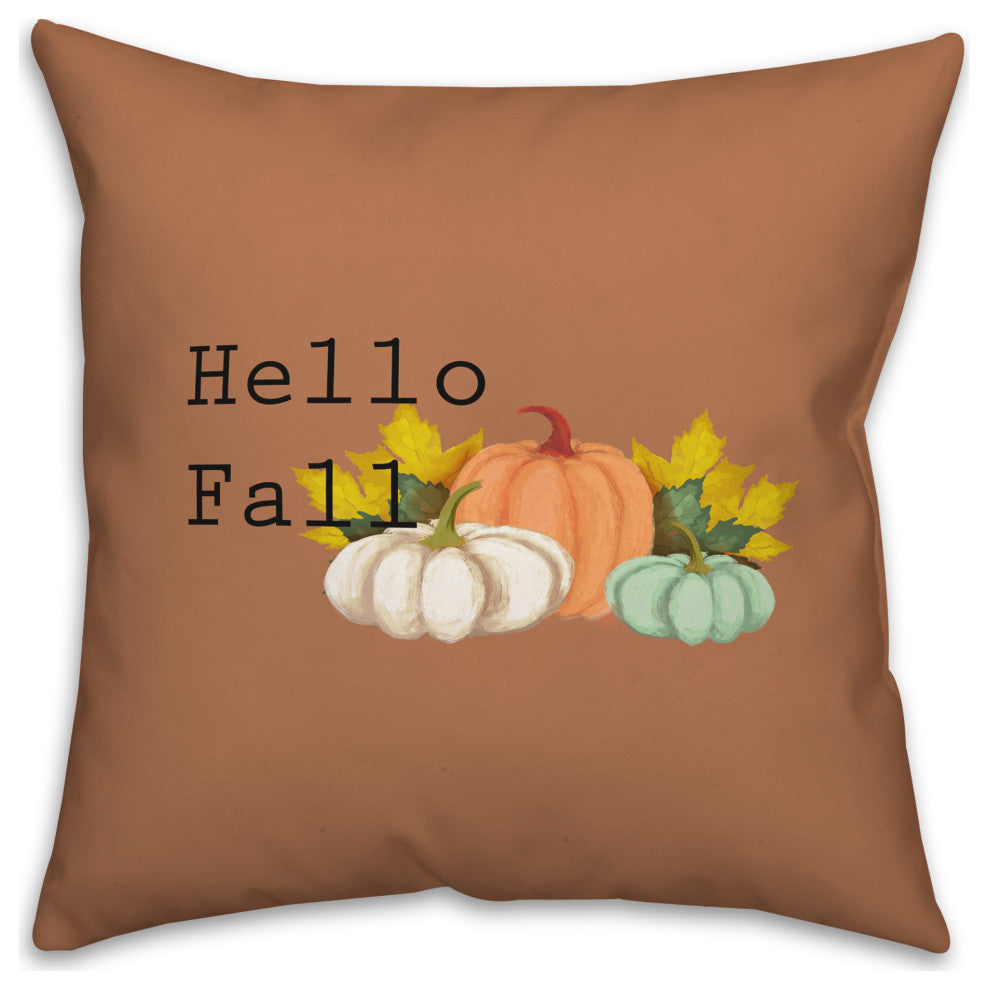 Hello Fall Pumpkin 18x18 Spun Poly Pillow