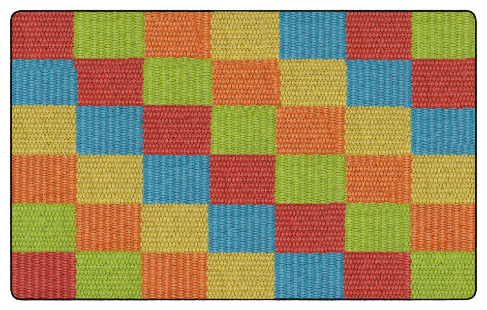 Flagship Carpets FA1009-44FS 7'6x12 Cozy BasketWeave Blocks/Multi Rug