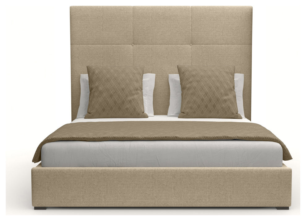 Nativa Interiors Moyra Simple Tufted Bed, Flax, Ca King, Headboard: Medium