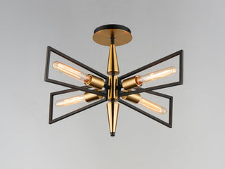 Maxim 11650 Wings 4 Light 25"W Semi-Flush Ceiling Fixture - Black / Satin Brass