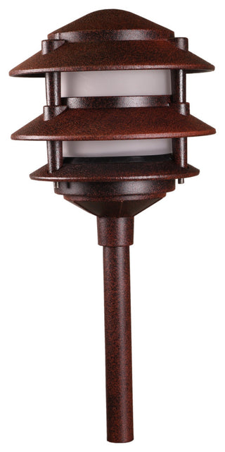 LED Low Voltage 3 Tier Pagoda Landscape Lights- Set of 4 Rust, Rust