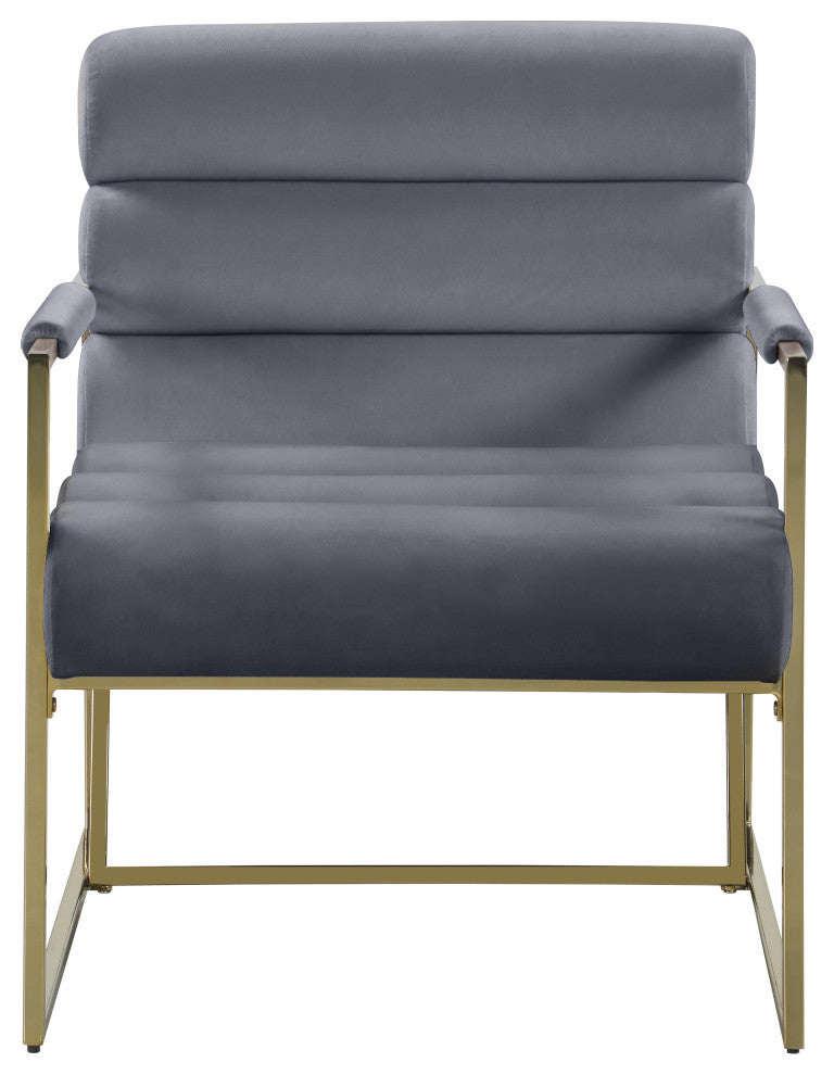 Wayne Velvet Upholstered Accent Chair, Gray