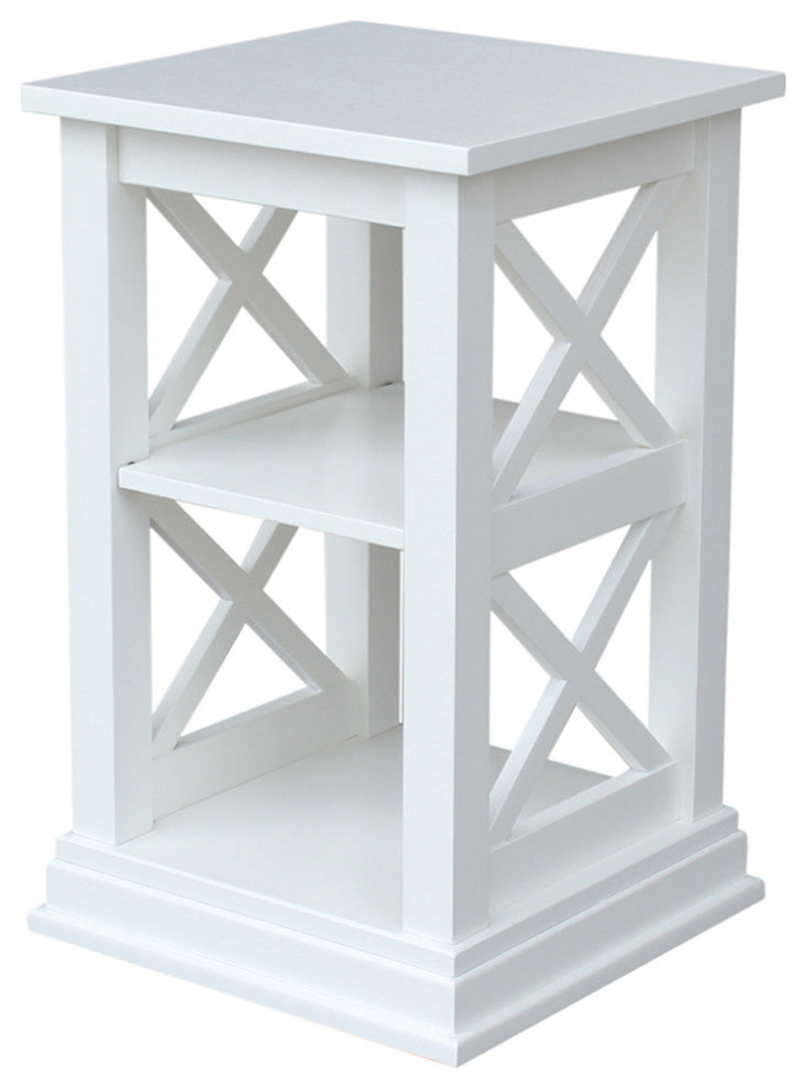 Hampton Accent Table With Shelves, White