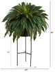 51" Boston Fern Artificial Plant, Black Planter With Stand