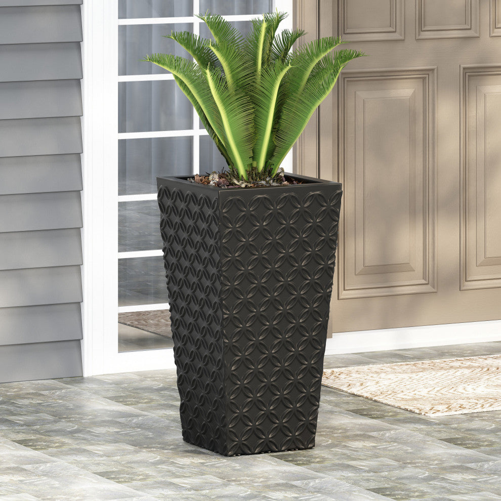 Beadles Outdoor Cast Stone Planter, WxDxH, 12.25wx12.25dx24h