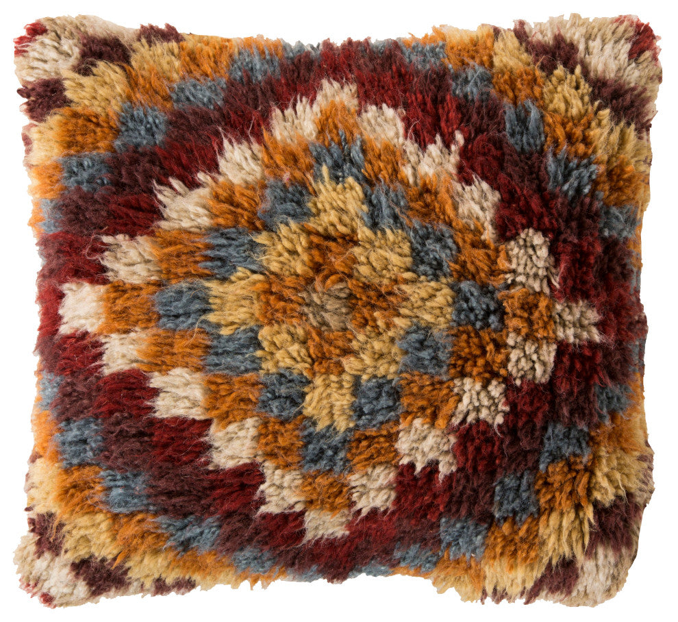 Surya Mammoth RC-005 22"x22" Pillow Kit, Cream/Burgundy/Burnt Orange/Blue/Purple