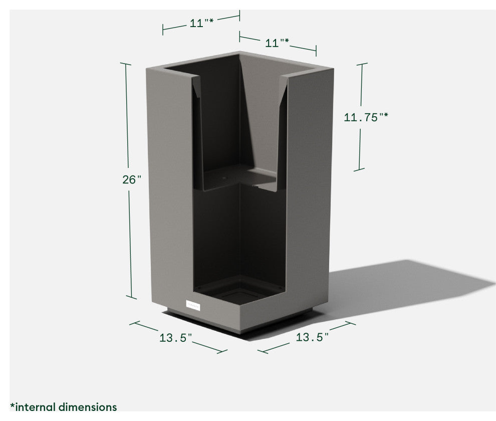 Veradek Block Series Pedestal Planter, Grey, Short