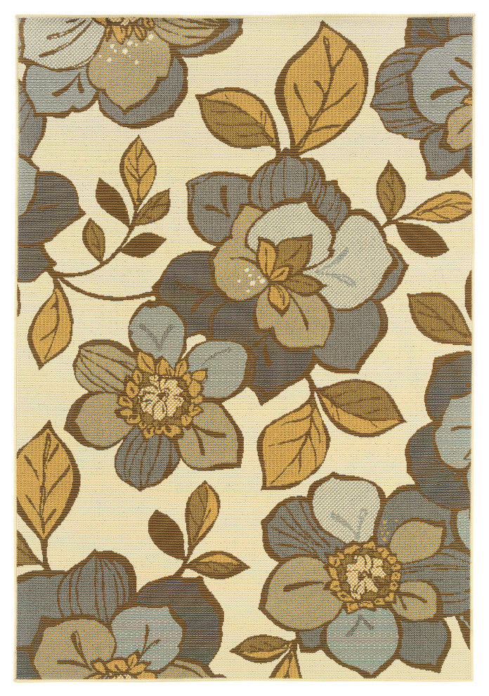Oriental Weavers Bali Collection Ivory/Grey Floral Indoor/Outdoor Rug 5'3"X7'6"