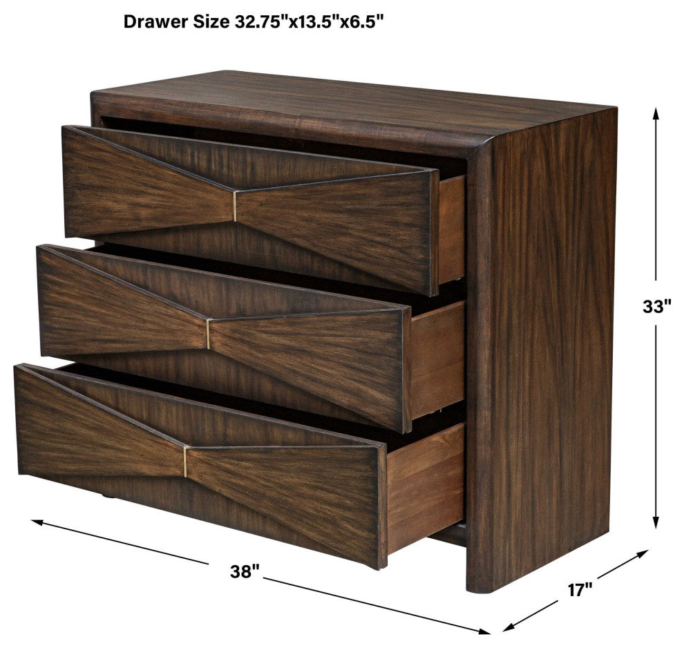 Uttermost Bowtie 3 Drawer Mid-Century Chest