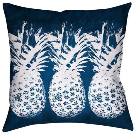 Laural Home Indigo Pineapples 18" X 18" Indoor Decorative Pillow
