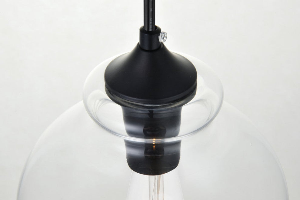 Dakota 1-Light Black Plug-In Pendant With Clear Glass