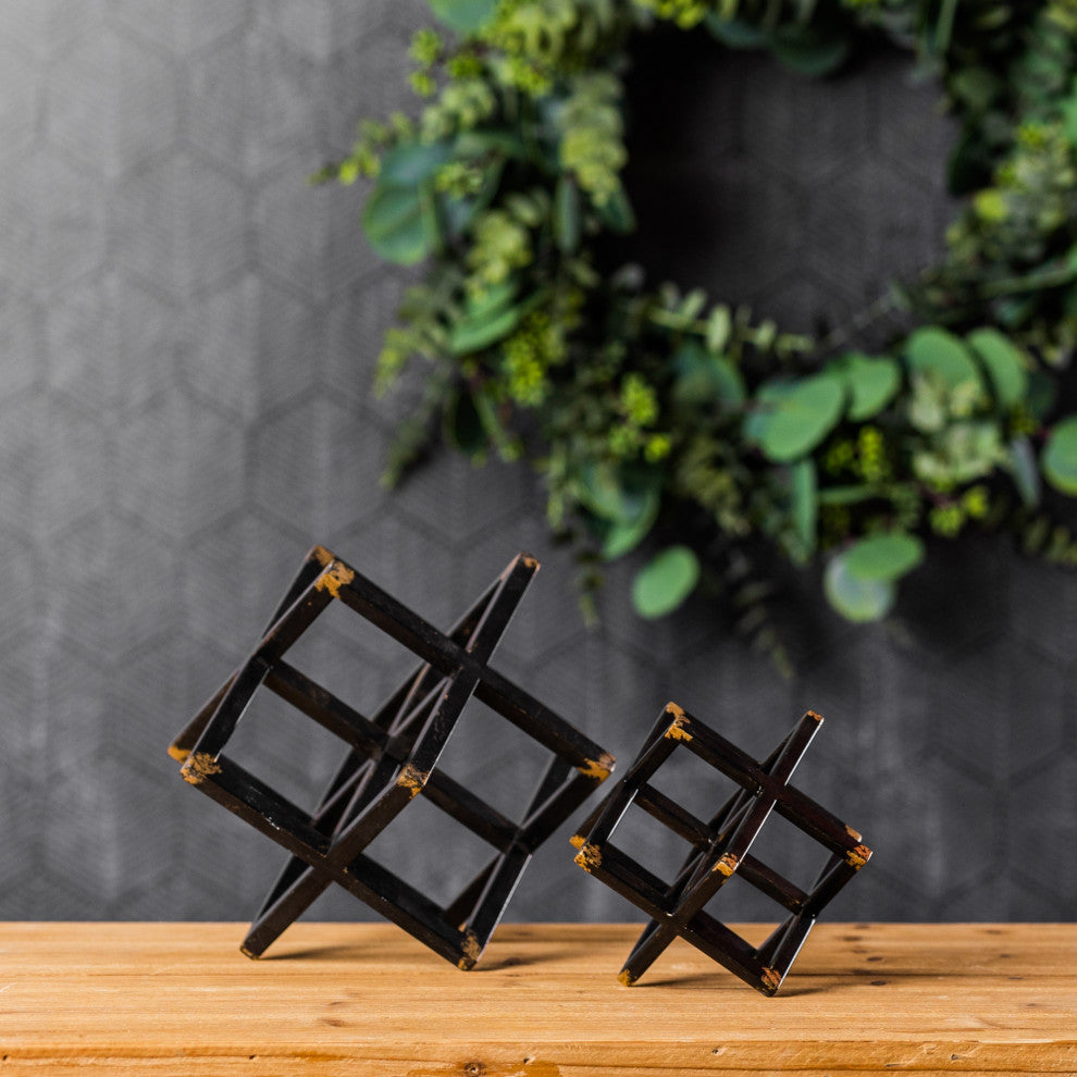 Modern Metal Star Sculpture, 2-Piece Set