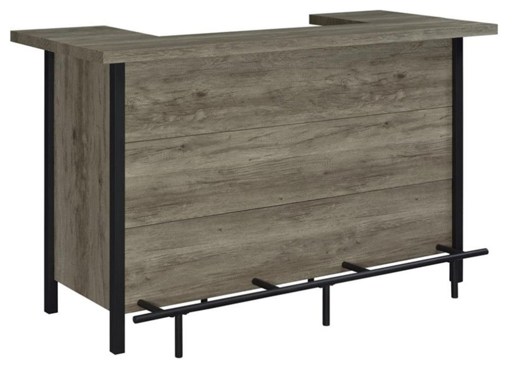 Coaster Farmhouse Wood Storage Bar Unit with Metal Frame in Gray